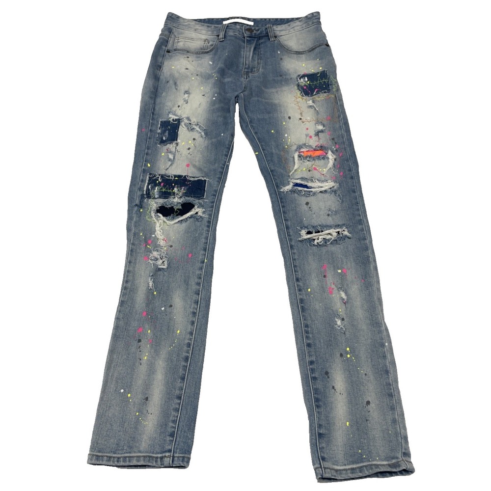 Kloud 9 Distressed Ripped Painted Grungy‎ Denim Jeans Women's Size 32/32